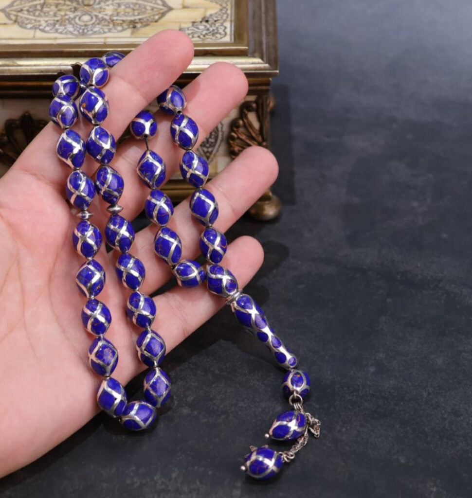 سبحة قفص فضة مع حجر اللازورد